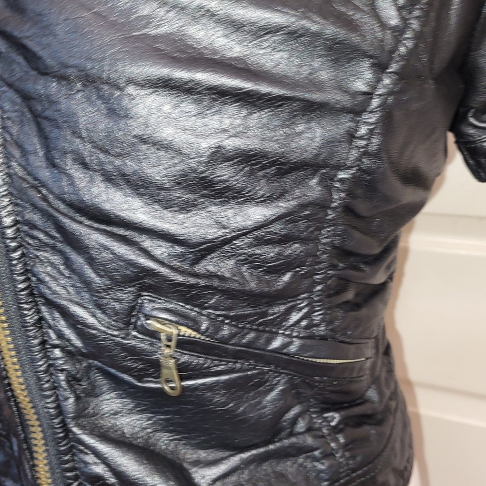 Nazly Villamizar Colombia Designer VTG Y2K Black Leather Moto Fitted Jacket M - Picture 2 of 11